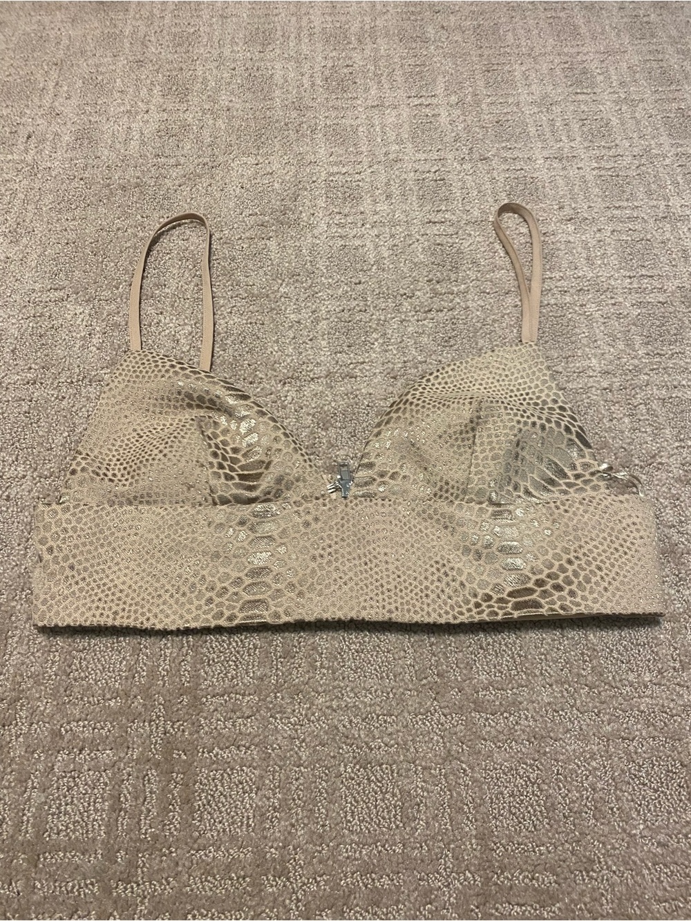 {by the way.} Snake Print Cropped Bralette Style Top | Beige/Gold ~ Size Medium